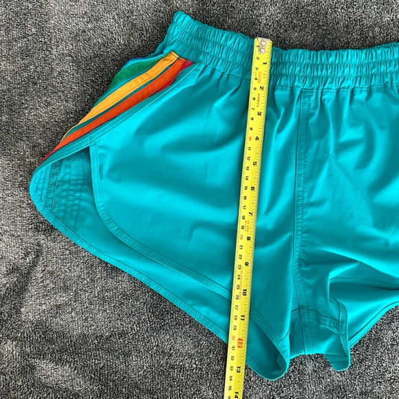 Aviatior Nation - Women's 5 Stripe Teal Athletic Shorts, Size Medium - Picture 9 of 9